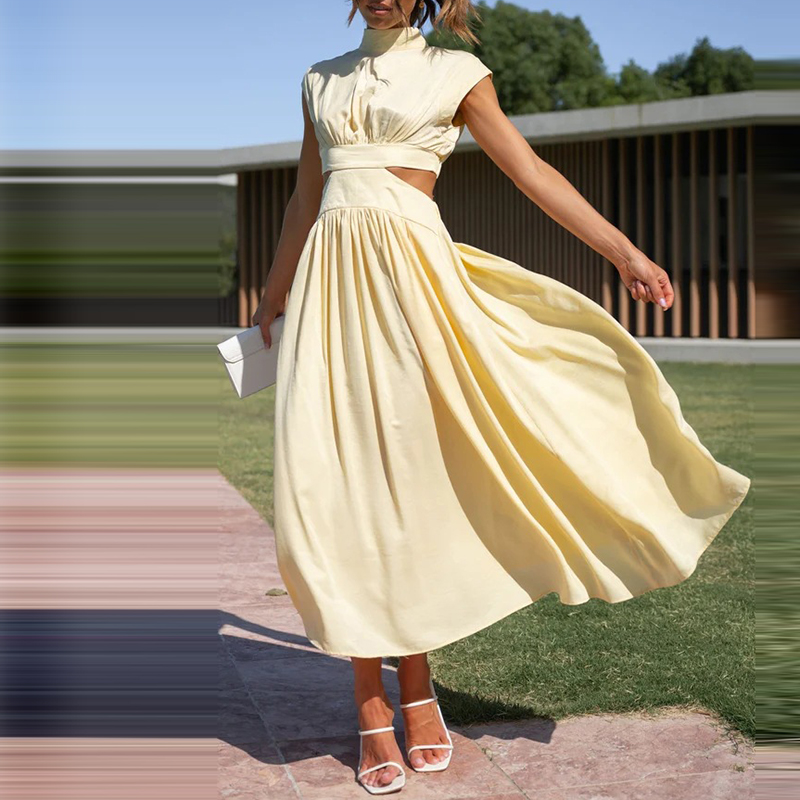 W&W Mode - Midi-Kleid mit Cut-Outs und Plissee