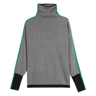 W&W Geometrisch gestrickter Rollkragenpullover