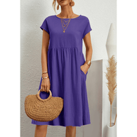 WW | Damen Baumwoll Leinen Midi Kleid
