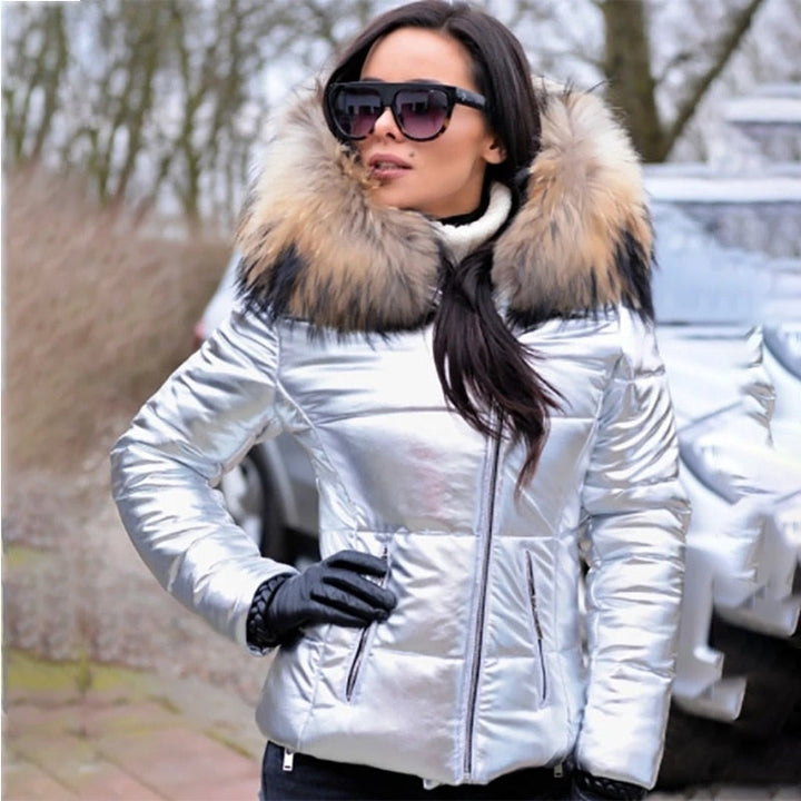 W&W Mode - Modische, gefütterte Jacke mit Kapuze und Kunstpelzkragen