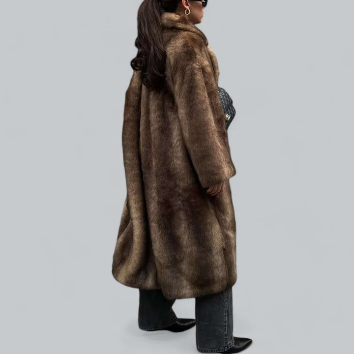 W&W Mode | Eleganter Kunstfell Langer Trenchcoat