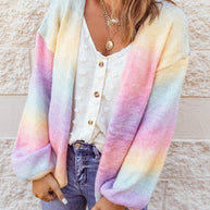 WW | Gradient Offene Vorderseite Fallendes Schulter Cardigan