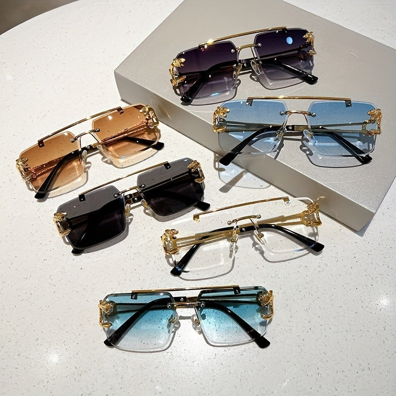 W&W Mode | Trendige Quadratische Randlose Sonnenbrille Für Herren