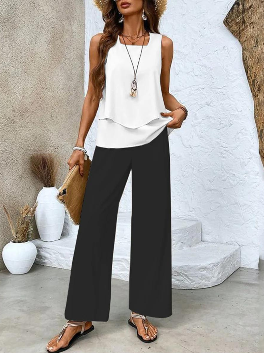 WW | Stilvolles Blumenmuster Top und Hosen Set