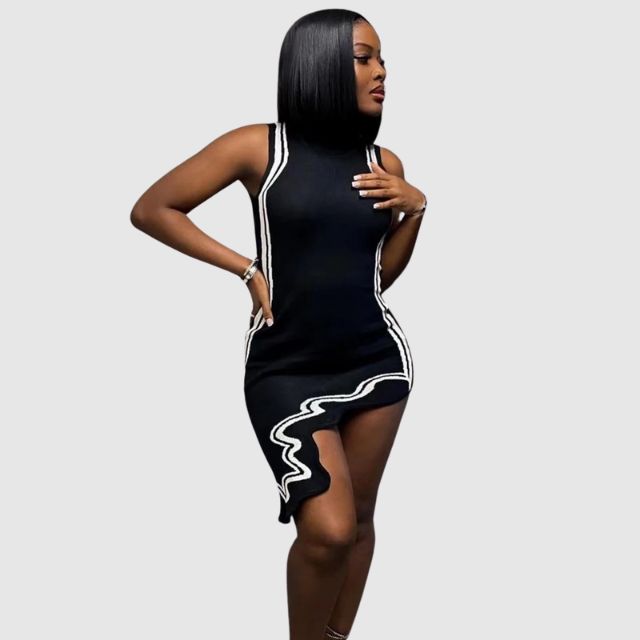 WW | Ärmelloses Kleid mit Kontrastpaspelierung