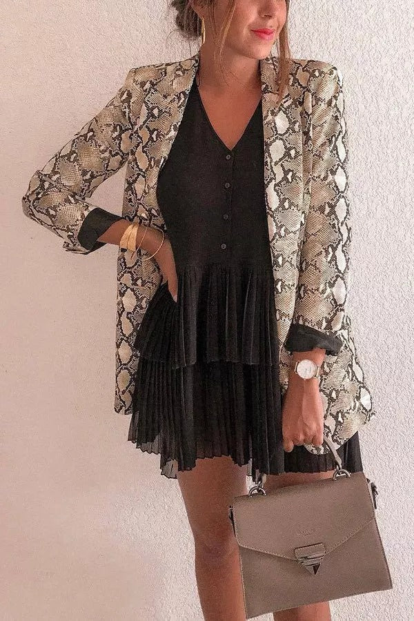WW | Charmer Schlangenmuster Revers Lose Blazer