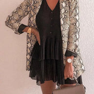 WW | Charmer Schlangenmuster Revers Lose Blazer