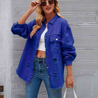 WW | Zerrissene Rohsaum-Denimjacke