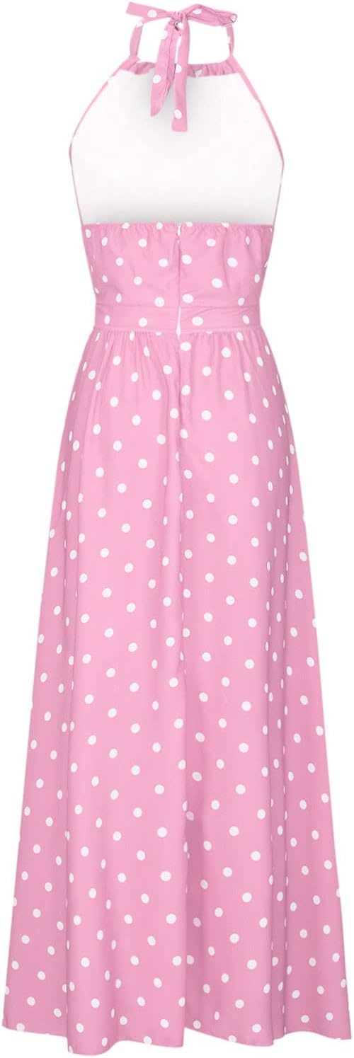 WW | Boho Drucken Patchwork Halter Plissierte Kleider