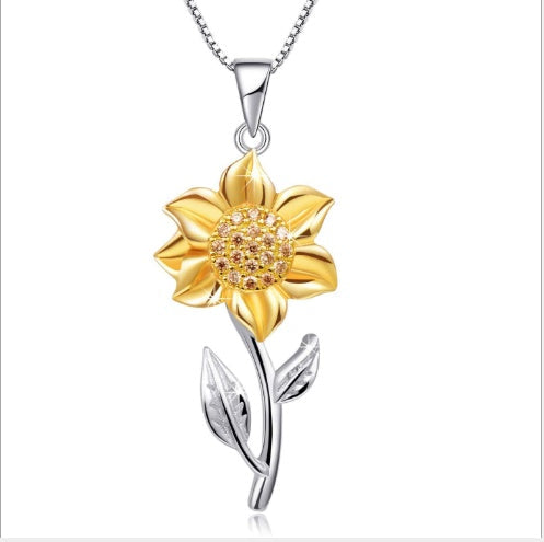 WW | Goldene Halskette Aus Sterlingsilber Mit Sonnenblume