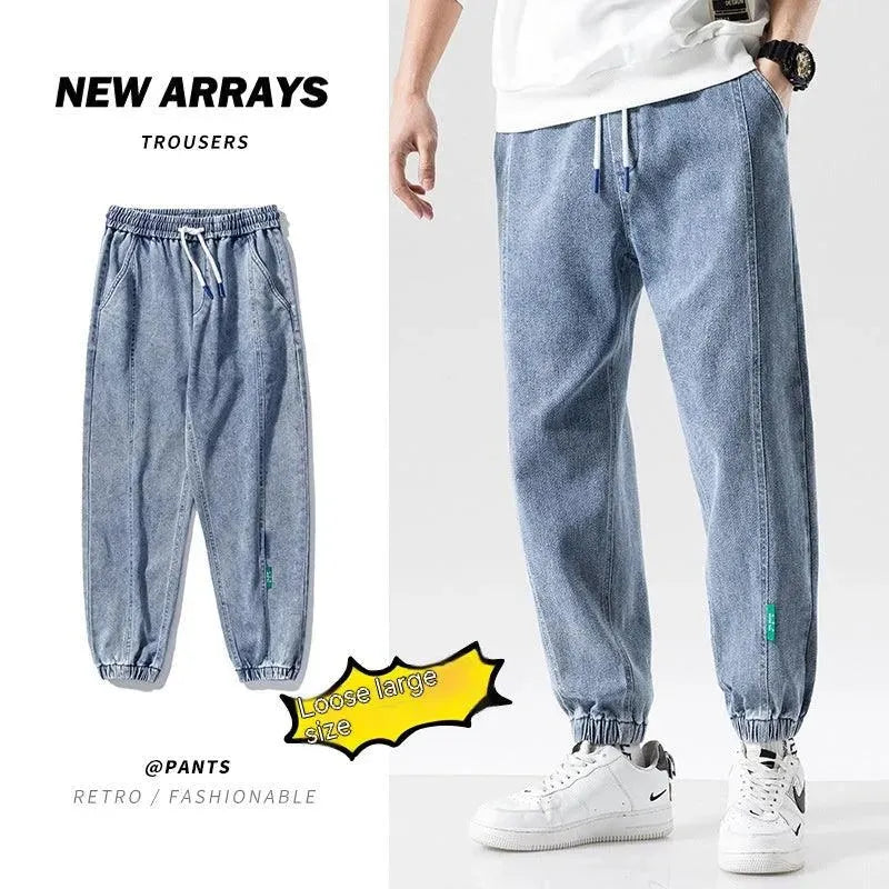 WW | Modische Plus-Size-Herren-Jeans mit Knöchelbindung