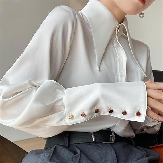 W&W Mode | Elegante Satinbluse mit auffälligen Manschetten für Damen