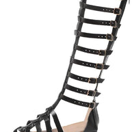 WW | und schwarze Sandalen mit doppelten Schnallen