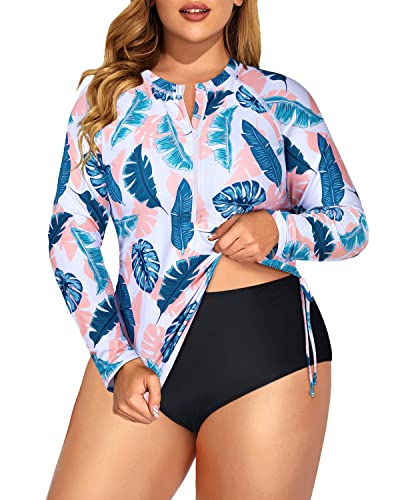 W&W Mode | Langarm Reißverschluss Rash Guard Badeanzug Zweiteiler Upf 50+