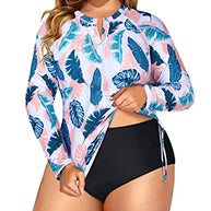 WW | Langarm Reißverschluss Rash Guard Badeanzug Zweiteiler Upf 50+