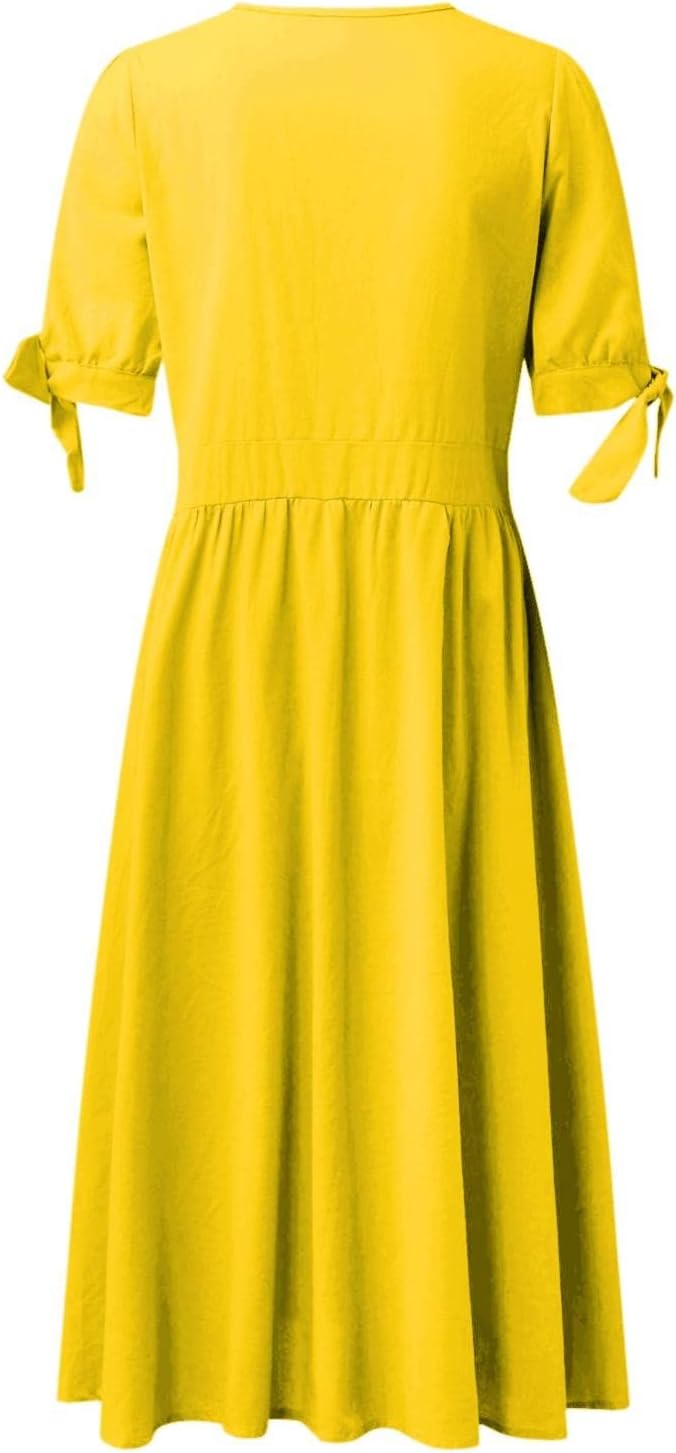 WW | Elegante Freizeitkleider mit V-Ausschnitt und Schnallenverschluss