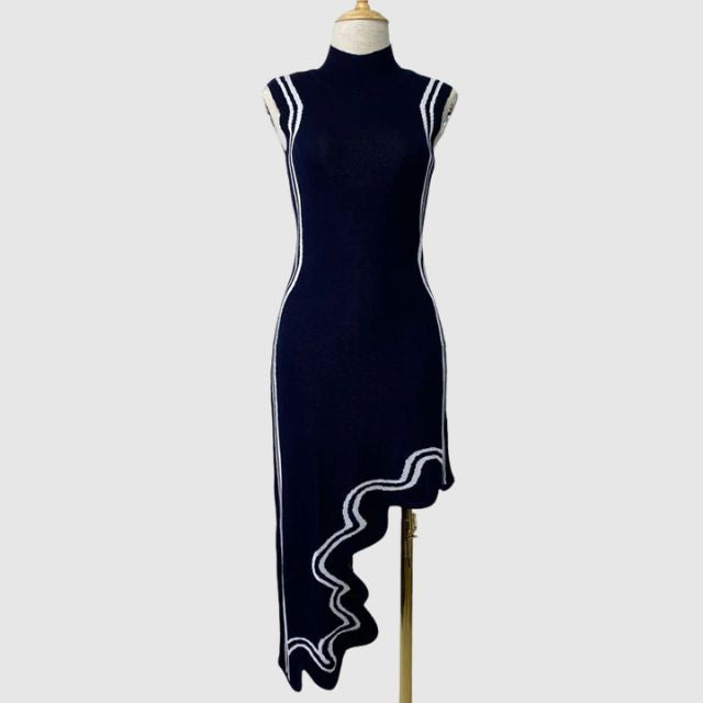 W&W Mode | Ärmelloses Kleid mit Kontrastpaspelierung