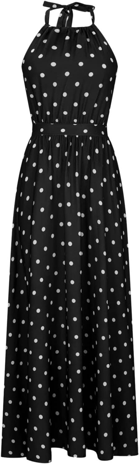 WW | Boho Drucken Patchwork Halter Plissierte Kleider