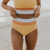 WW | High Waist Colorblock Marine Cut Back Crop Bikini Set