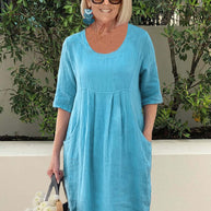 WW | Pocket Strand Tunika Kleid Übergröße