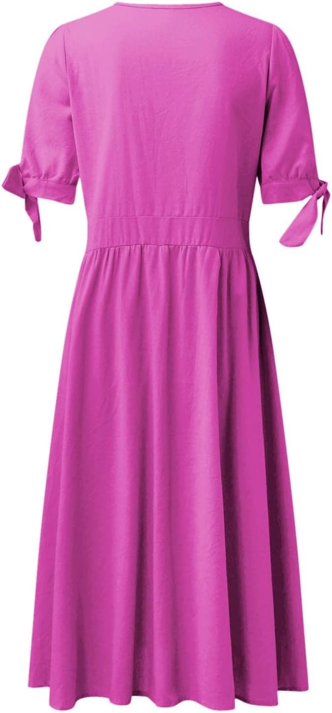 WW | Elegante Freizeitkleider mit V-Ausschnitt und Schnallenverschluss