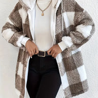 WW | Kariert Teddy Hoodie Jacke | Warm und Bequem für den Winter