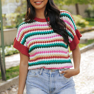 WW | rotes Crop-Top mit farbiger Struktur Für Frauen