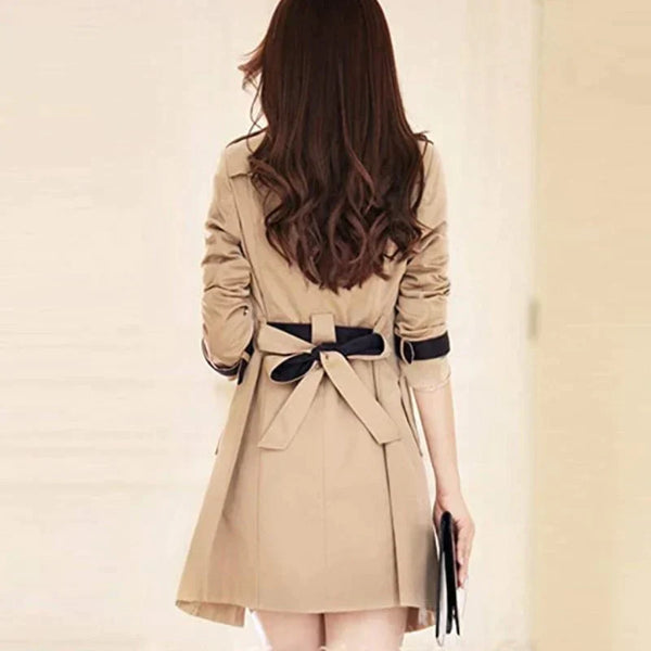 WW - Langer Designertrenchcoat mit doppelreihiger Knopfleiste