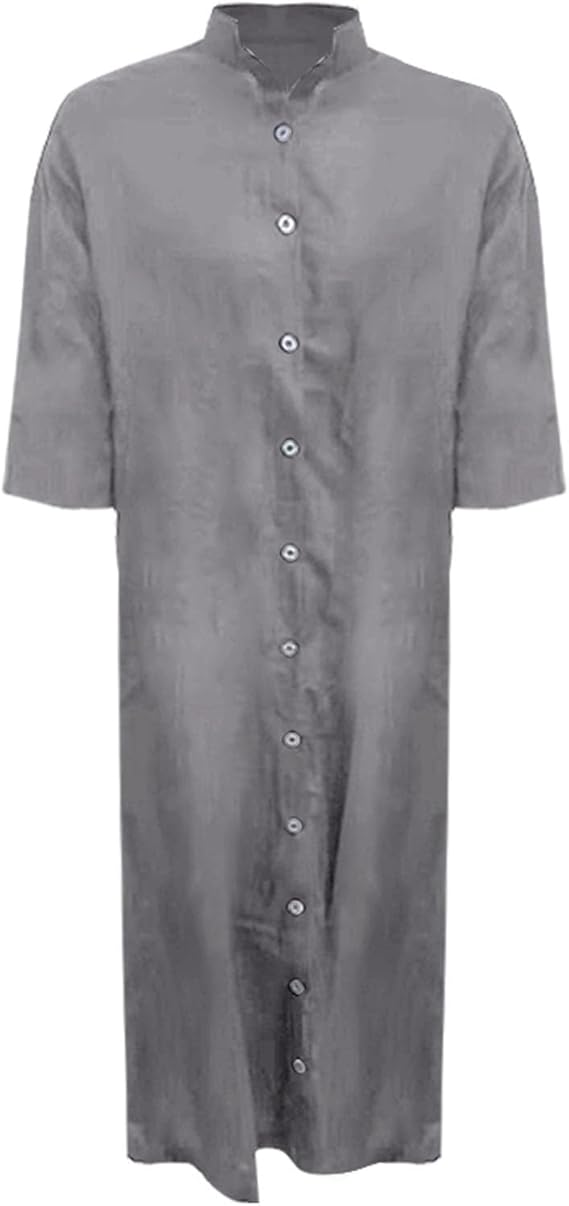 W&W Mode - Lockeres langes Kleid mit langen Ärmeln und Seitentaschen Kleid