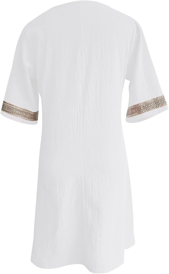 Casalina™ – Luftiges Leinen-Sommerkleid mit Stick-Details