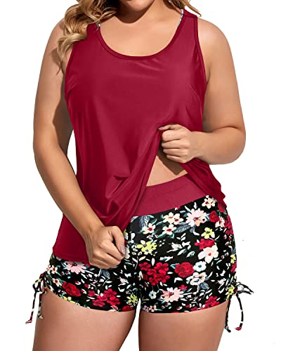 WW | Damen Plus Size Bauchkontrolle 3 Teile Tankini Bikinis Stylische Badeanzüge