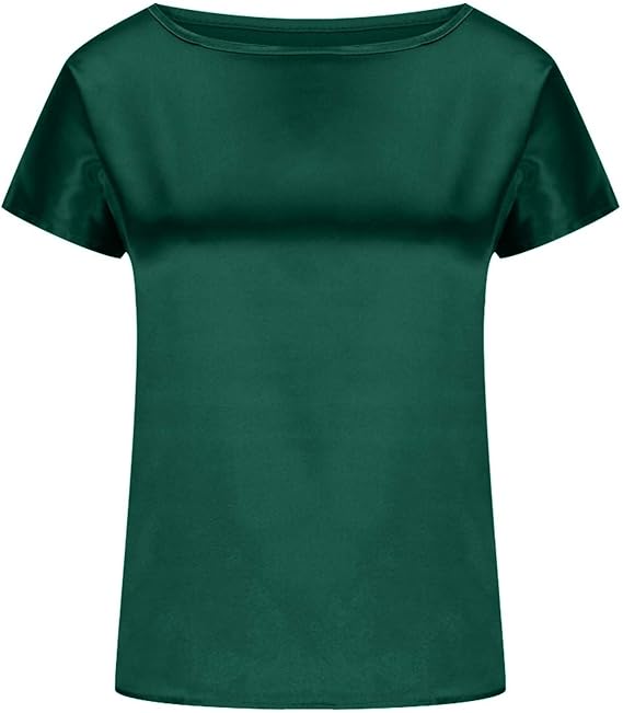 Damen Satin T-Shirt mit elegantem Wasserfall-Ausschnitt und schlichten Details WW