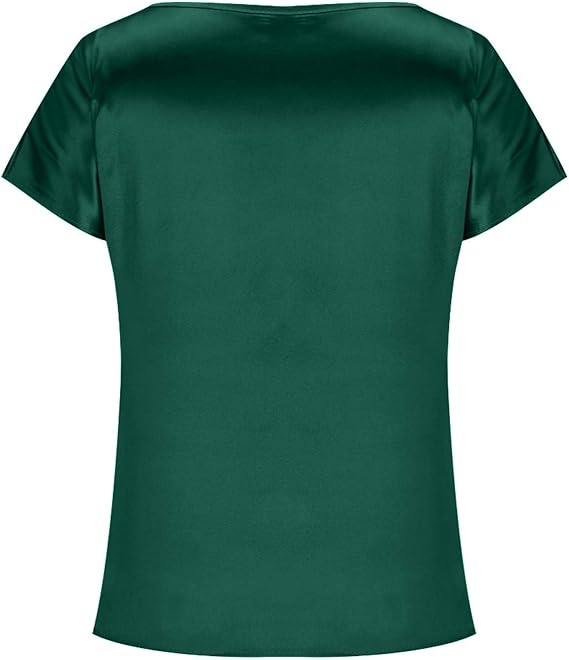 Damen Satin T-Shirt mit elegantem Wasserfall-Ausschnitt und schlichten Details WW