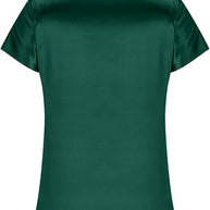 Damen Satin T-Shirt mit elegantem Wasserfall-Ausschnitt und schlichten Details WW