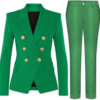 Damen elegantes Business-Anzug-Set mit doppelter Knopfleiste und schmaler Passform WW