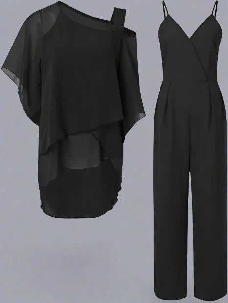 WW | teilige Chiffon-Set - raffinierter Damen-Top und Jumpsuit