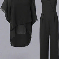 WW | teilige Chiffon-Set - raffinierter Damen-Top und Jumpsuit