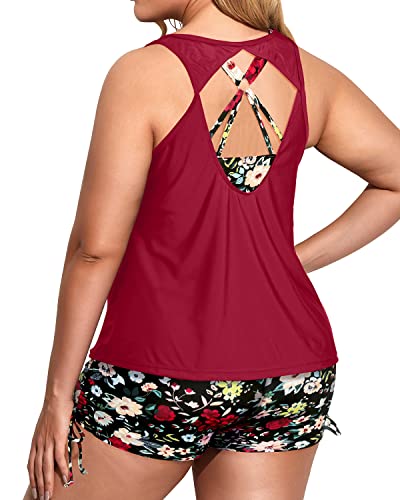 WW | Damen Plus Size Bauchkontrolle 3 Teile Tankini Bikinis Stylische Badeanzüge