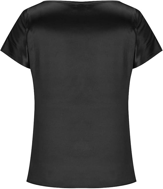 Damen Satin T-Shirt mit elegantem Wasserfall-Ausschnitt und schlichten Details WW