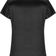 Damen Satin T-Shirt mit elegantem Wasserfall-Ausschnitt und schlichten Details WW