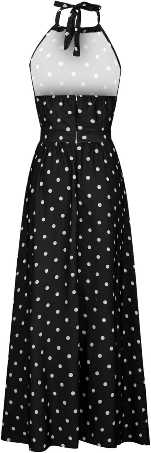 WW | Boho Drucken Patchwork Halter Plissierte Kleider