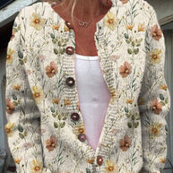 WW | Stylisches Blumenmuster Strickjacke
