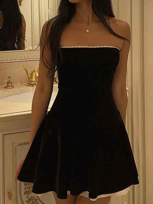 WW | Weinlese Korsatzt Schulterfreies Minikleid