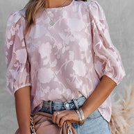 WW | Elegante Bluse mit Puffärmeln und Blumenmuster