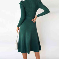 WW | Rundhalsausschnitt Langarm Knoten Taille Pullover Kleid