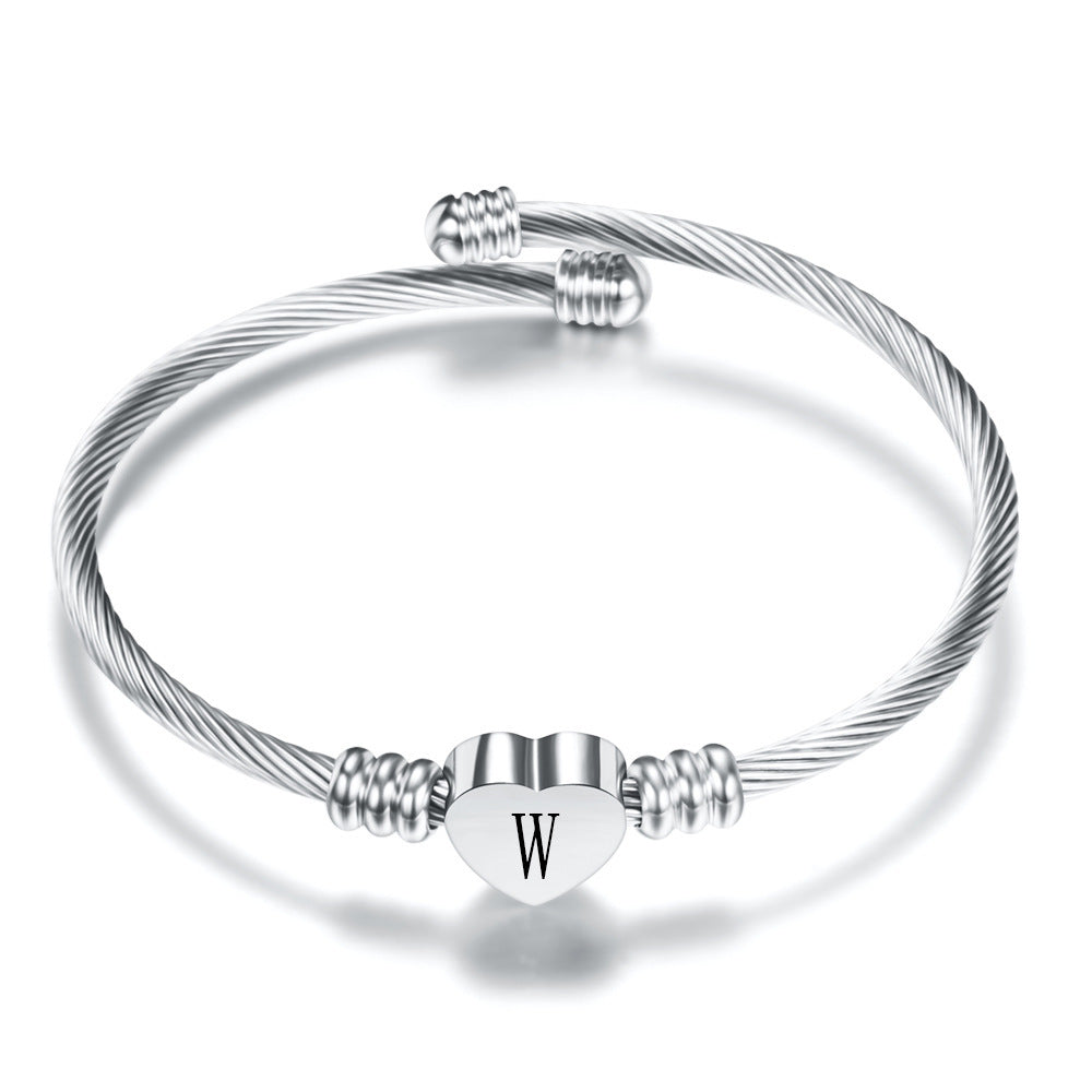 WW | Buchstaben Edelstahl Armreif