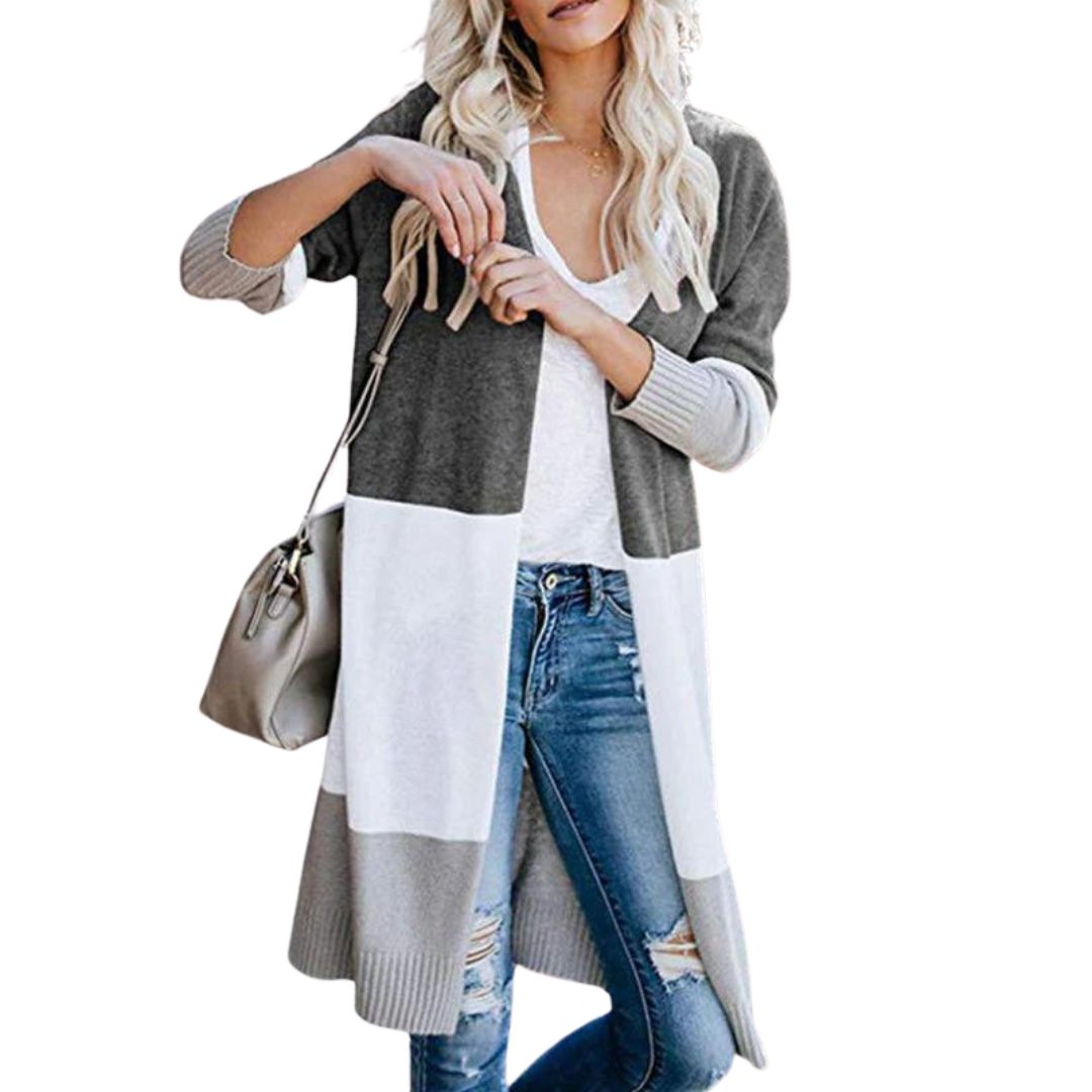 WW | Strickjacke mit Farbblock und offener Front