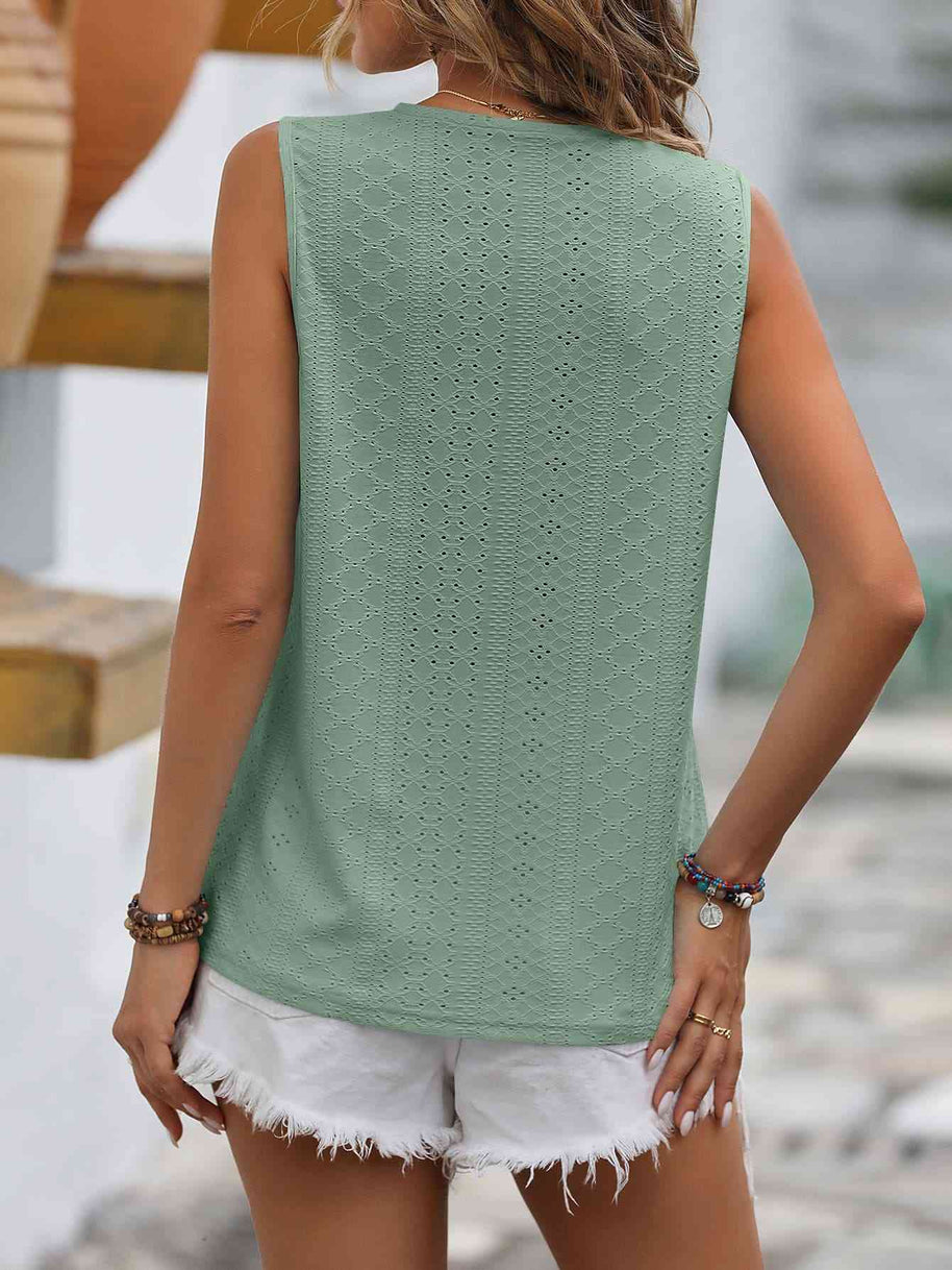 WW | Gespaltene Spitze V-Ausschnitt Ärmelloses Shirt