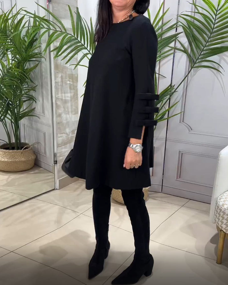 WW | Vielseitiges Knielanges Kleid mit Langen Ärmeln