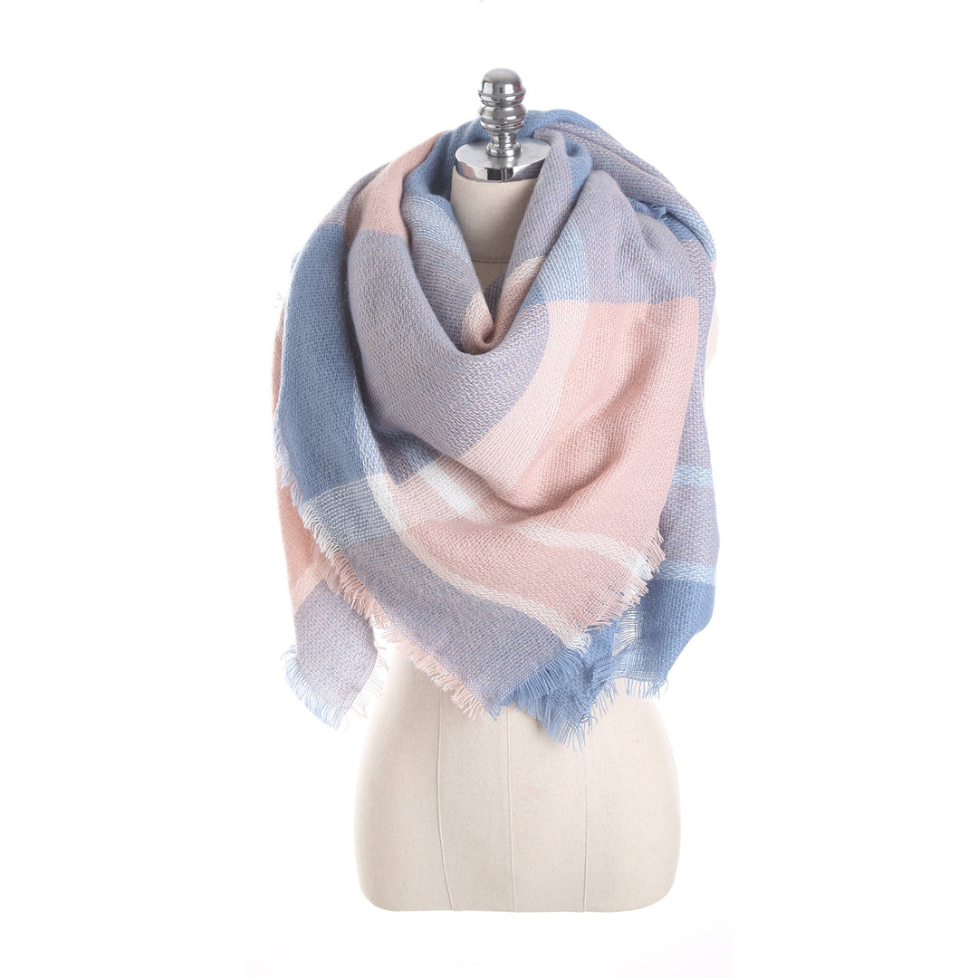 Damen Karierter Schal aus hochwertigem Material mit fransigen Kanten W&W Mode